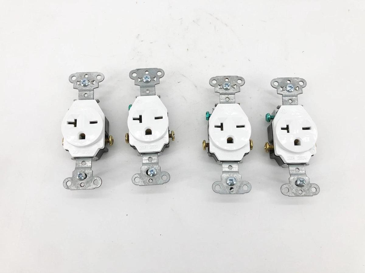 Lot of 4 New Legrand 5851-W Single Receptacles 20A 250V White