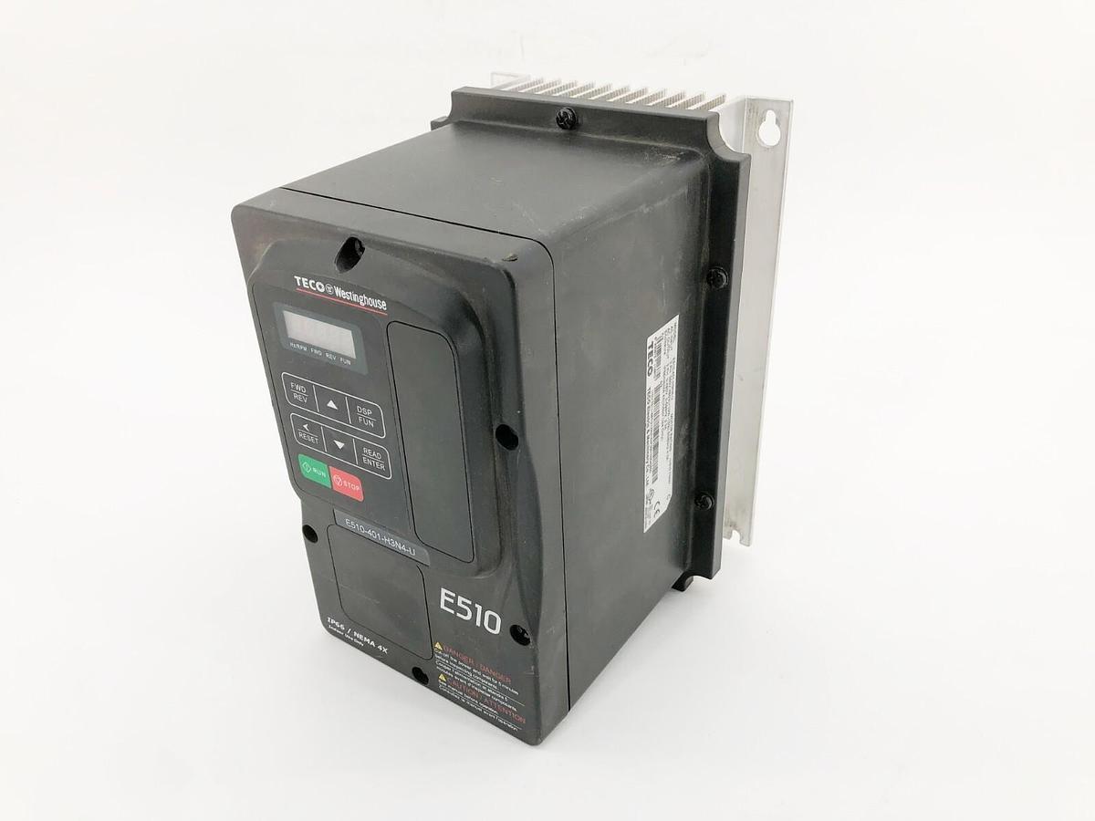 Used TECO Westinghouse E510-401-H3N4-U Frequency Inverter 3PH 0-480V 0-599Hz 2.3A Out