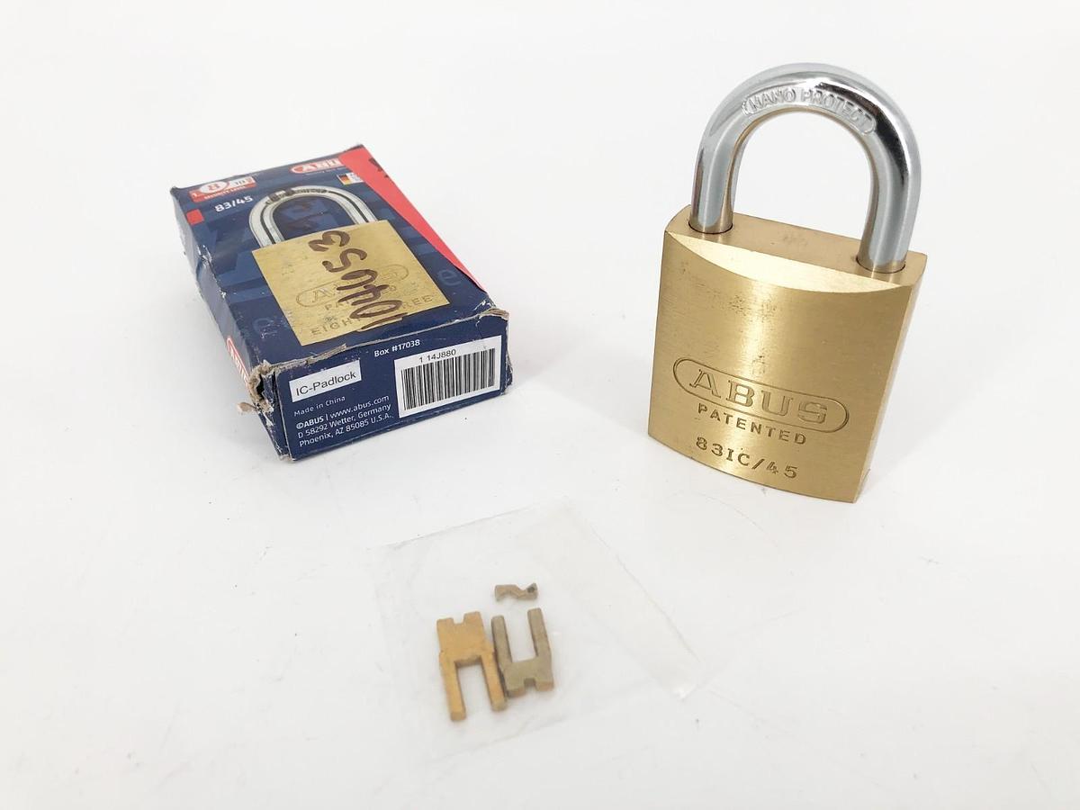 New Abus 83IC/45 Brass Padlock Interchangeable Core 1" Height 14J880
