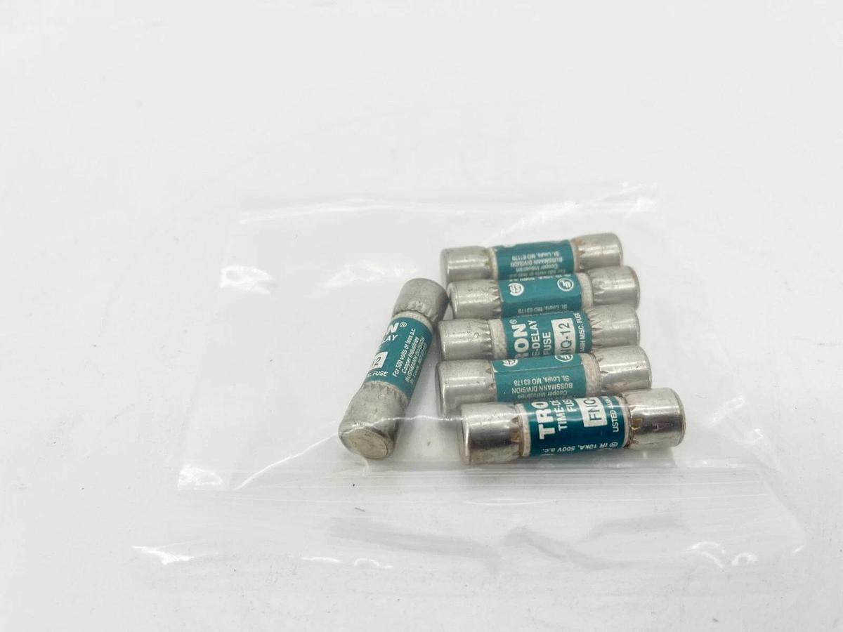 Lot of 6 New Bussmann FNQ-12 Time Delay Fuses 12A 500V