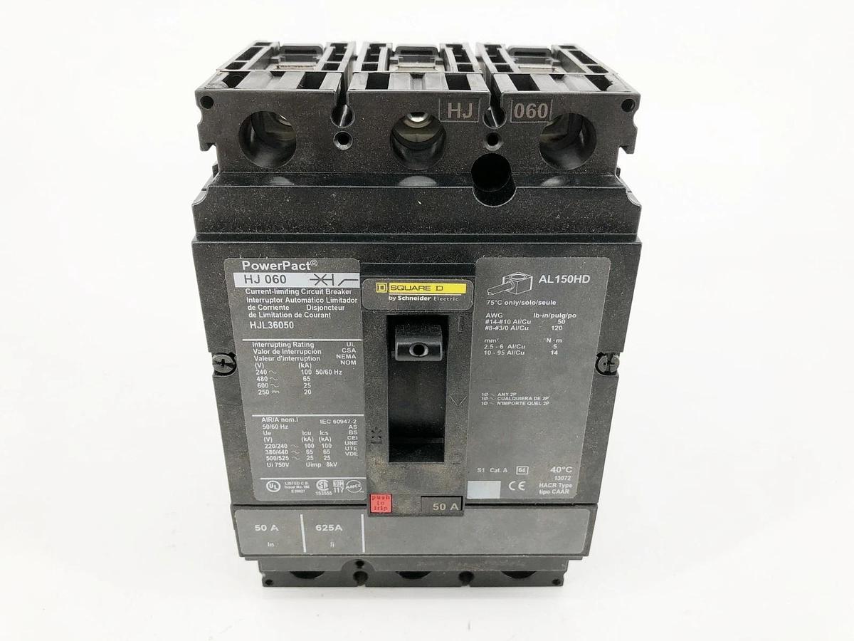 New Square D HJL36050 PowerPact Circuit Breaker 50A 600V 3P HJ 050
