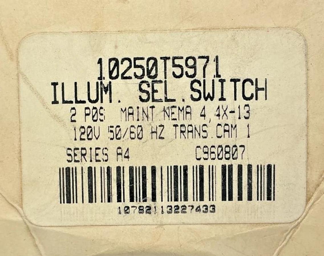 New Eaton Cutler-Hammer 10250T5971 Ser A4 Illum. Selector Switch 2P Maint 120V