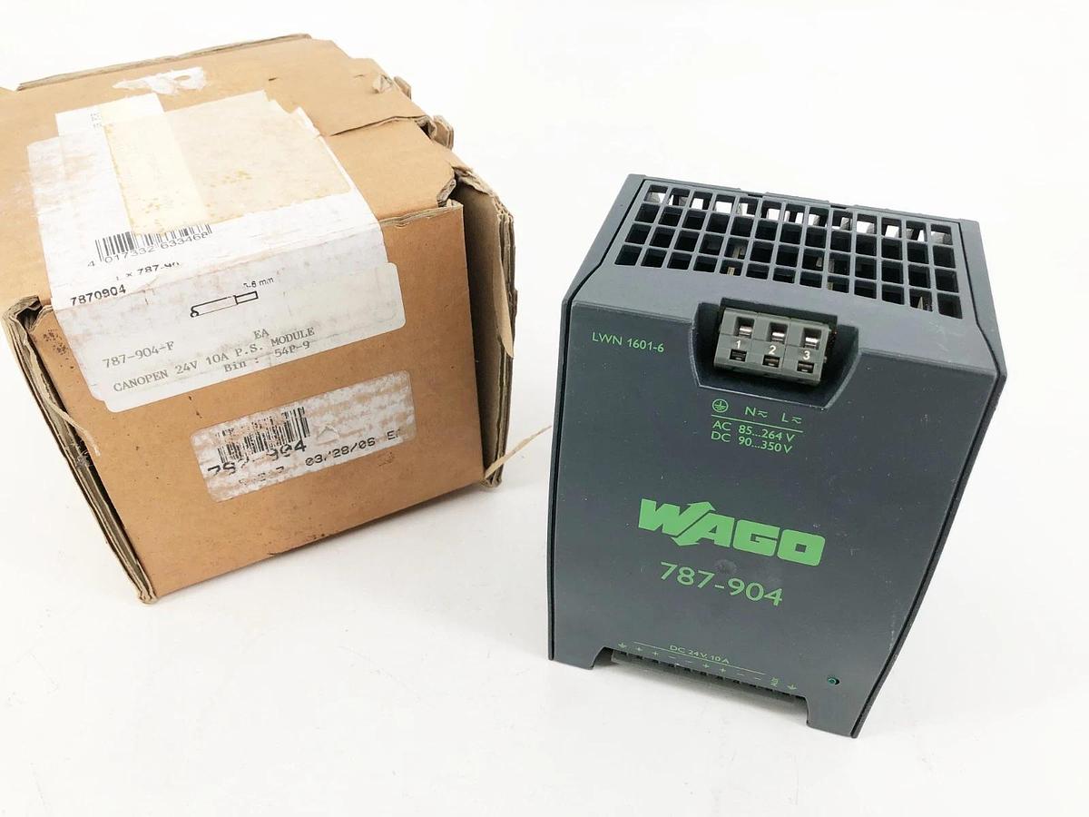 New WAGO 787-904 AC/DC DIN Rail Power Supply 24.7 VDC 10A