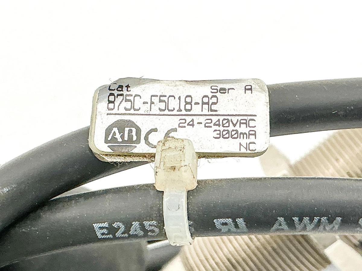 Used Allen Bradley 875C-F5C18-A2 Proximity Switch 24-240V 300mA 2.5' Cable Ser.A