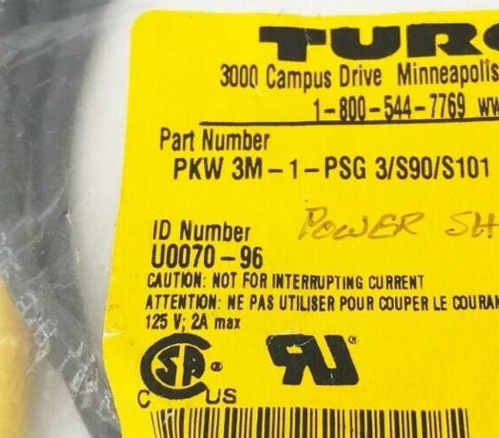 New Turck PKW 3M-1-PSG 3/S90/S101 Cordset 125V 2 A U0070-96