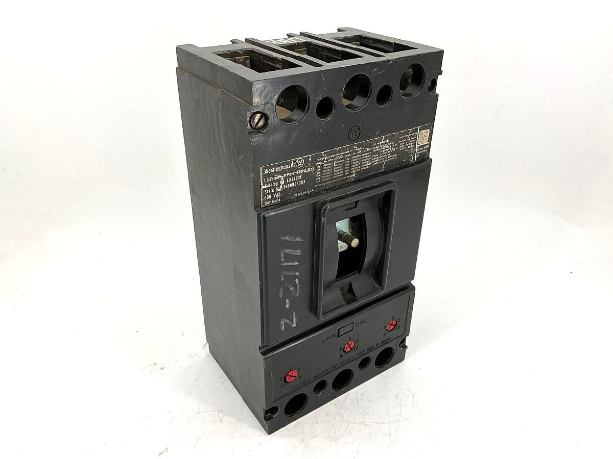 Used Westinghouse LB3400F Circuit Breaker 3P 300A 600VAC MISSING SWITCH
