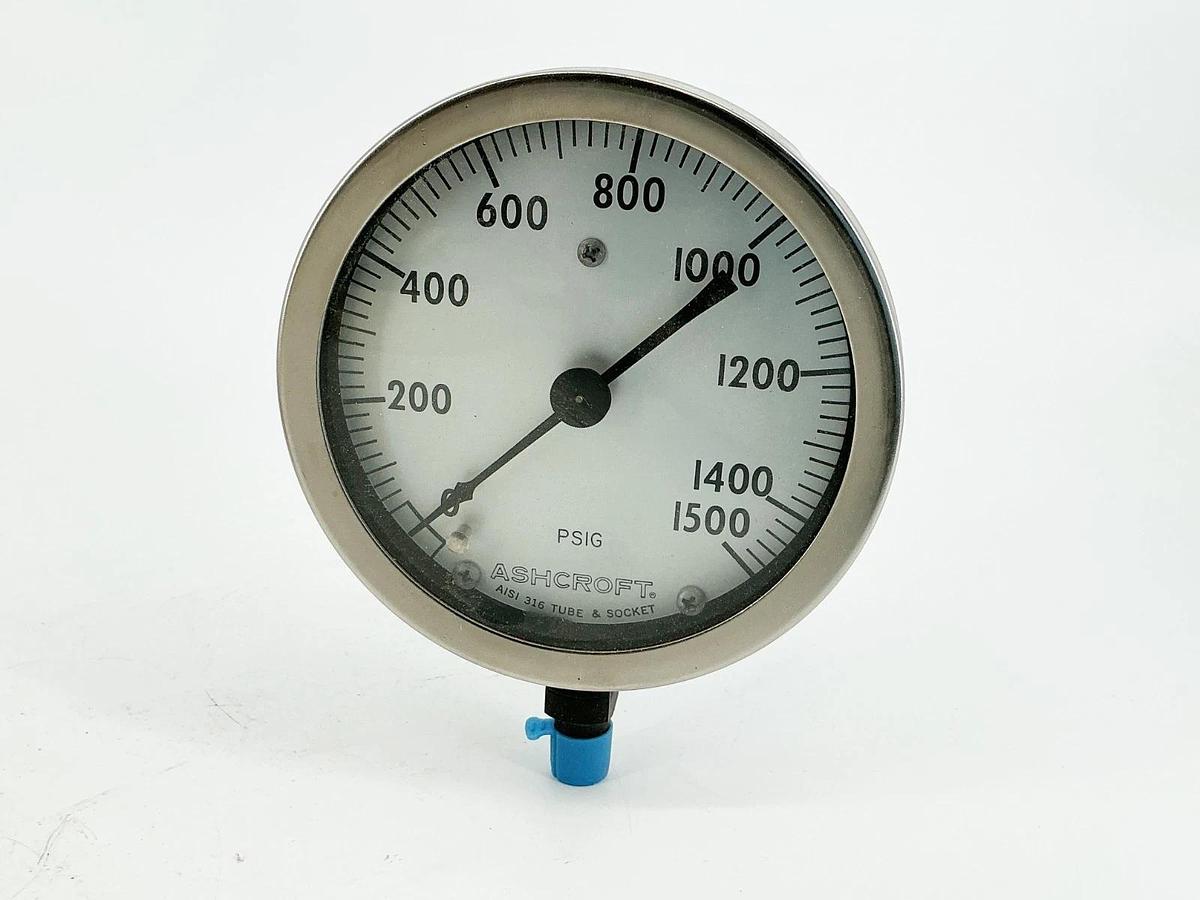 New Ashcroft 45-1009S-02L-0-1500 Pressure Gauge 0-1500PSI 4.5" Face 1/4" NPT