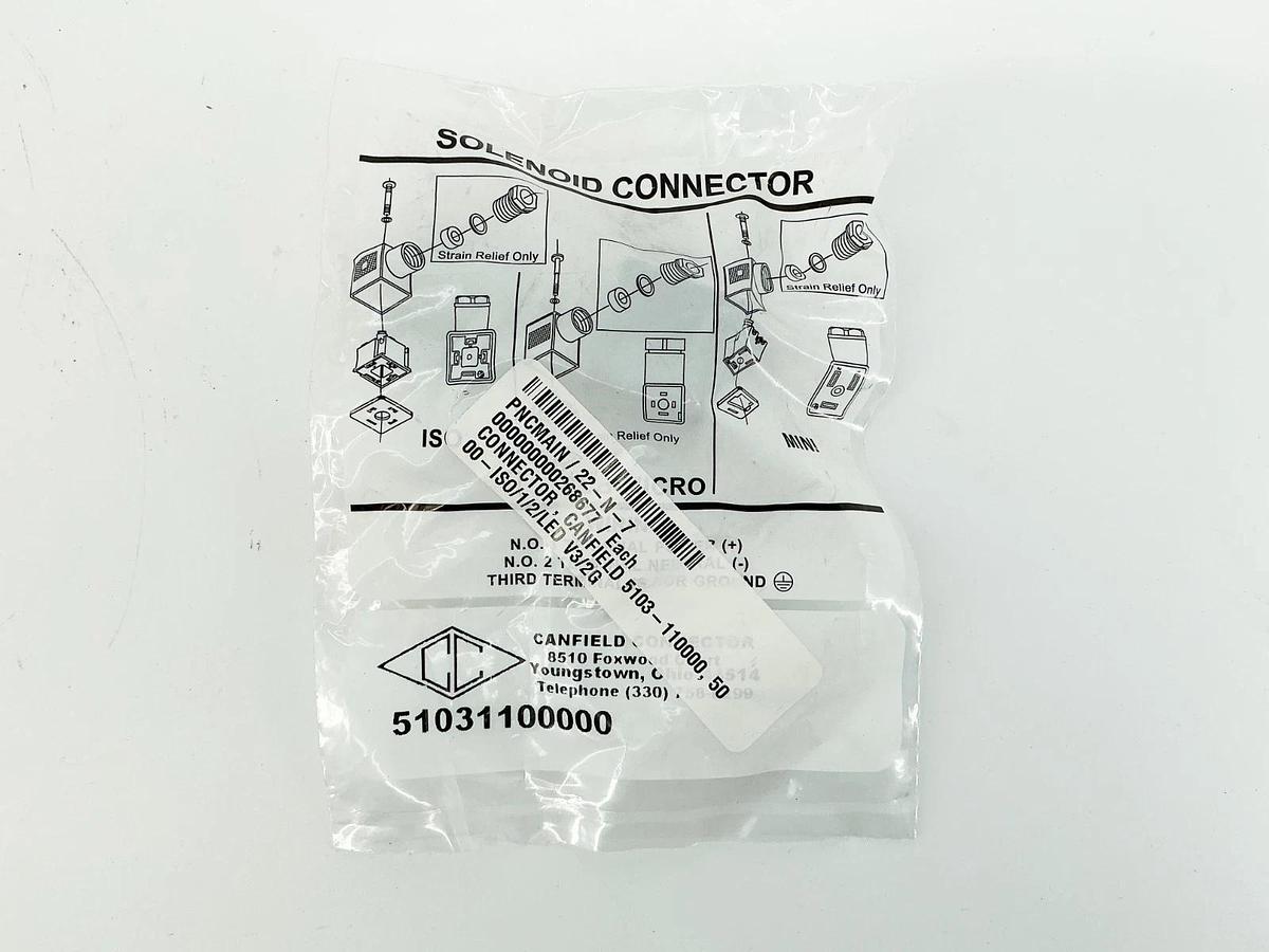 New Lot of 2 Canfield 51031100000 Solenoid Connector 6-48V 50/60Hz