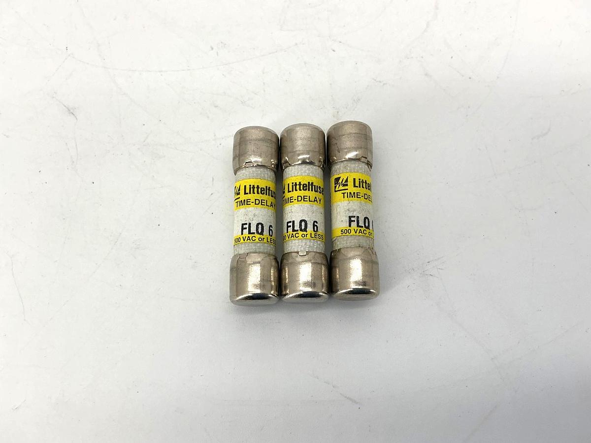 Lot of 3 New Littelfuse FLQ-6 Time-Delay Fuse 6A 500VAC FLQ6