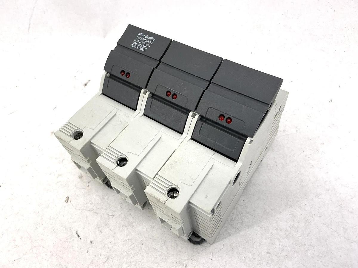 Used Allen Bradley 1492-FB3J60-L Ser B Fuse Holder 60A 600V Class J Fuse Only