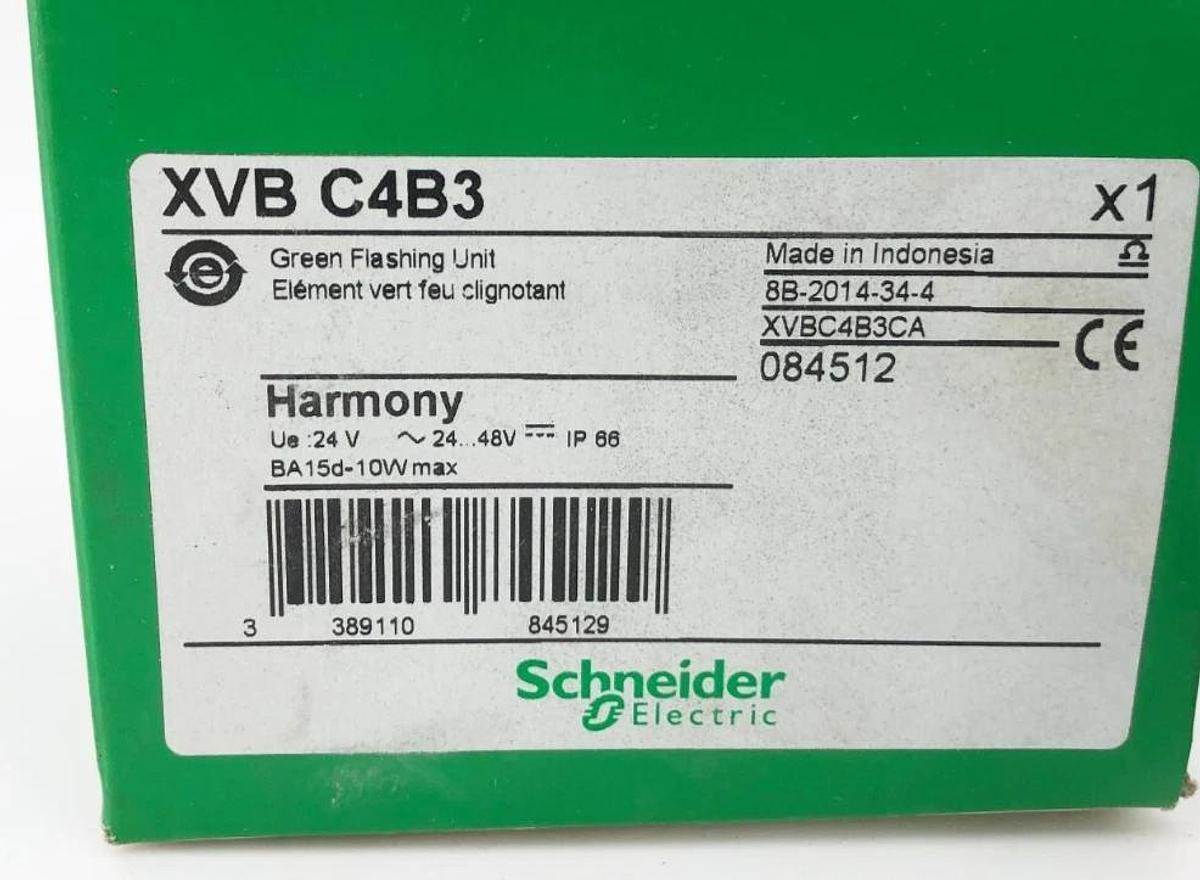 New Schneider Electric XVBC4B3 Green Flashing Light Unit 24-48V