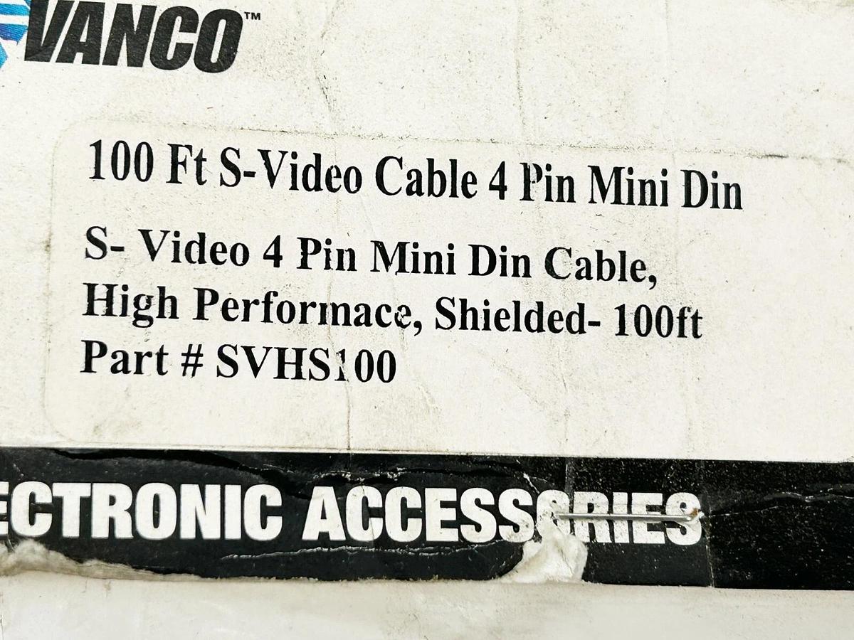 New Vanco SVHS100 100Ft S-Video Cable 4 Pin Mini Din High Performance Shielded 1