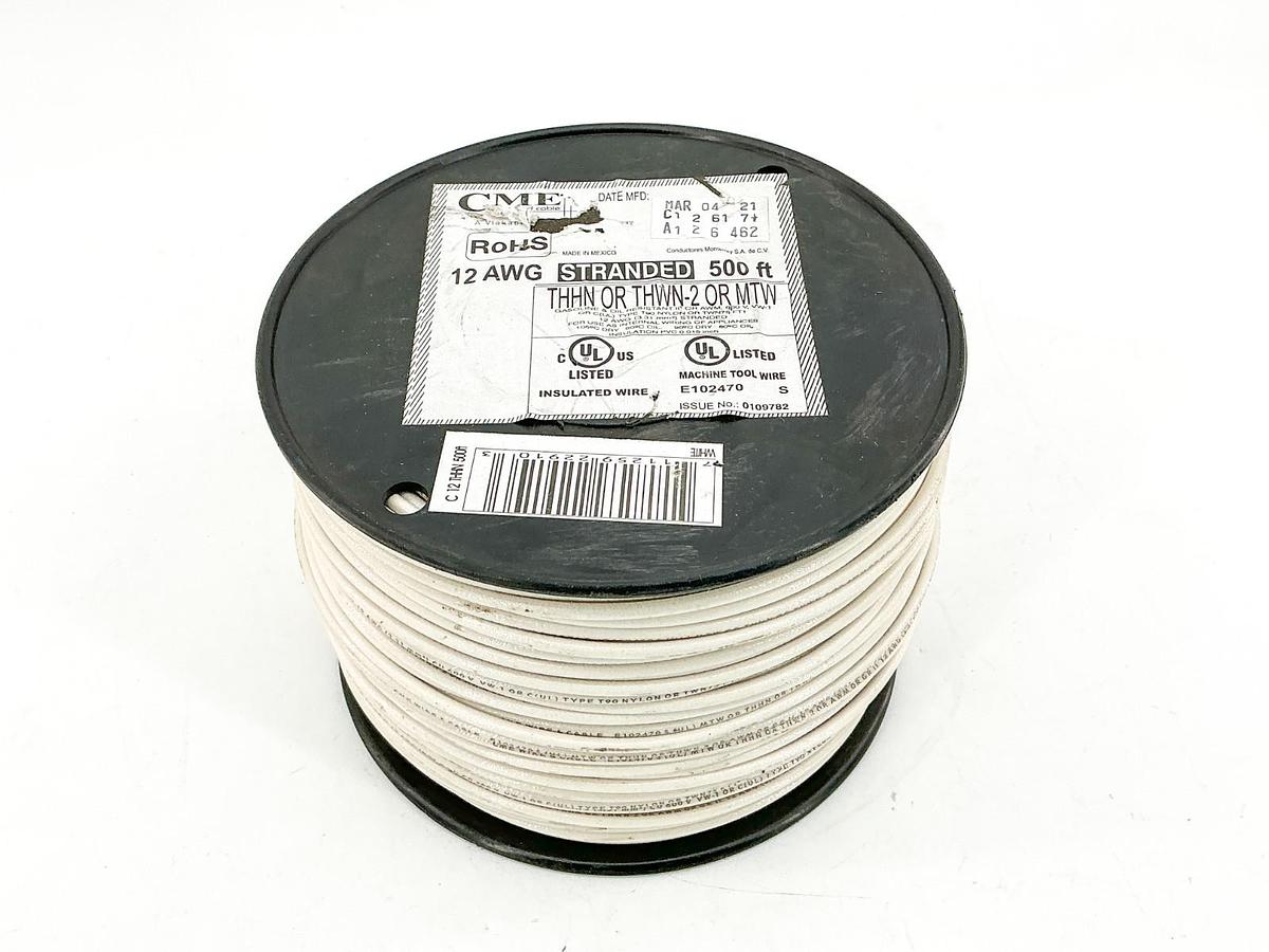 New CME E102470 12 AWG Stranded THHN OR THWN-2 OR MTW White 500ft