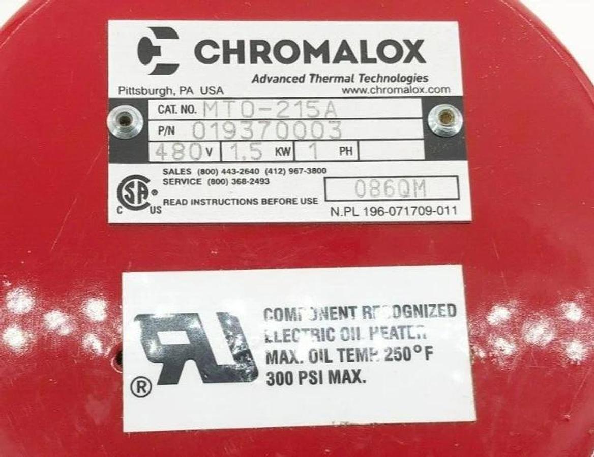 New Chromalox MTO-215A Screw Plug Immersion Heater 480V 2" NPT P/N 019370003