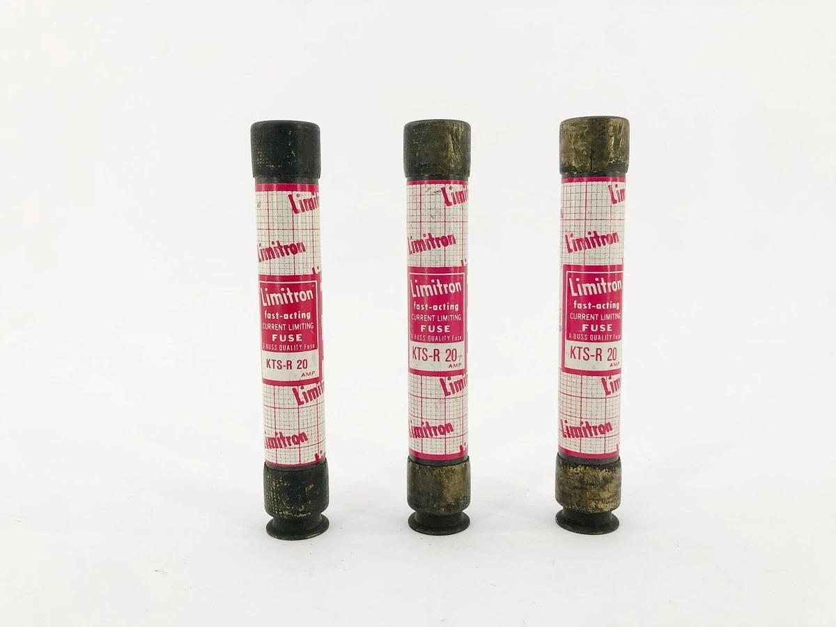 Used Lot of 3 Limitron KTS-R 20 Current Limiting Fuses 20A 600VAC Class RK1