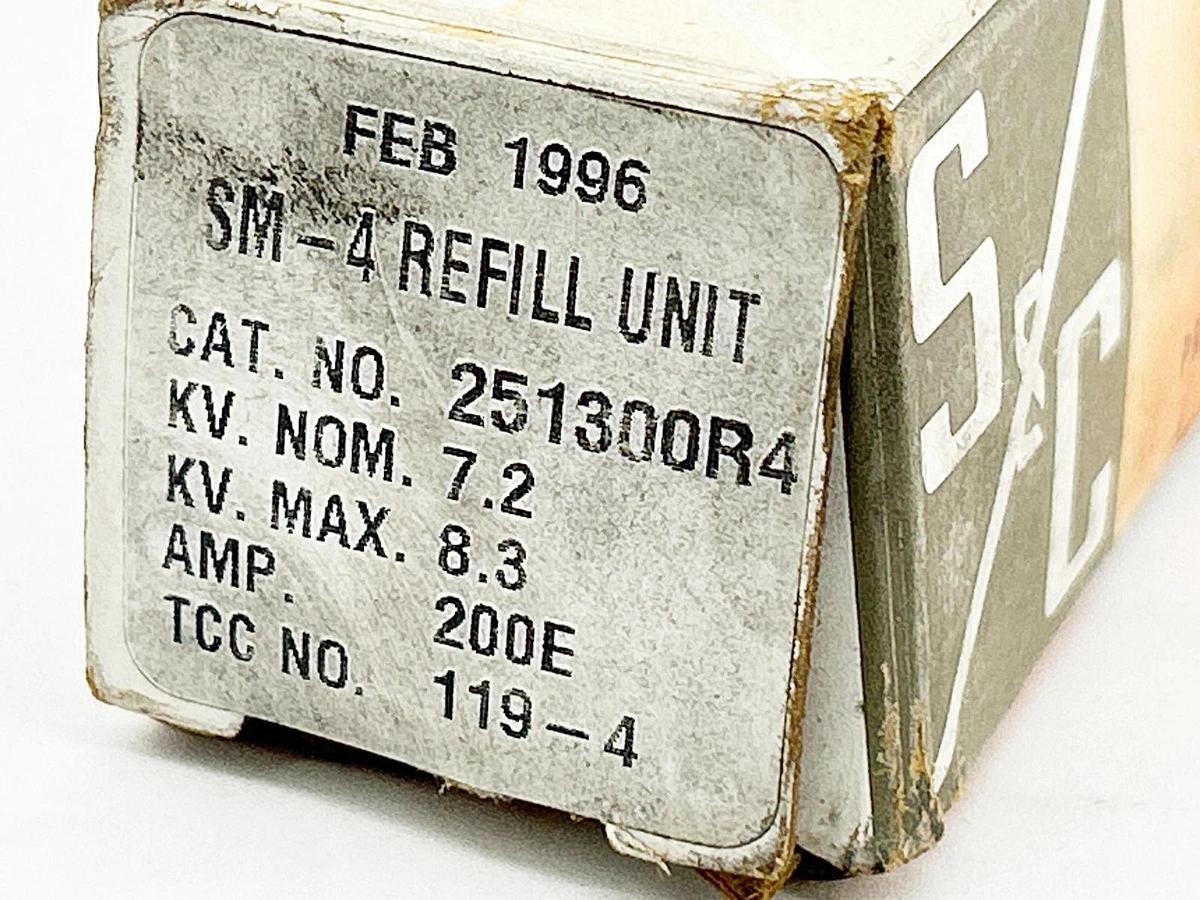 New S&C Electric 251300R4 Slow Speed Fuse SM-4 Refill Unit 7.2KV 200A