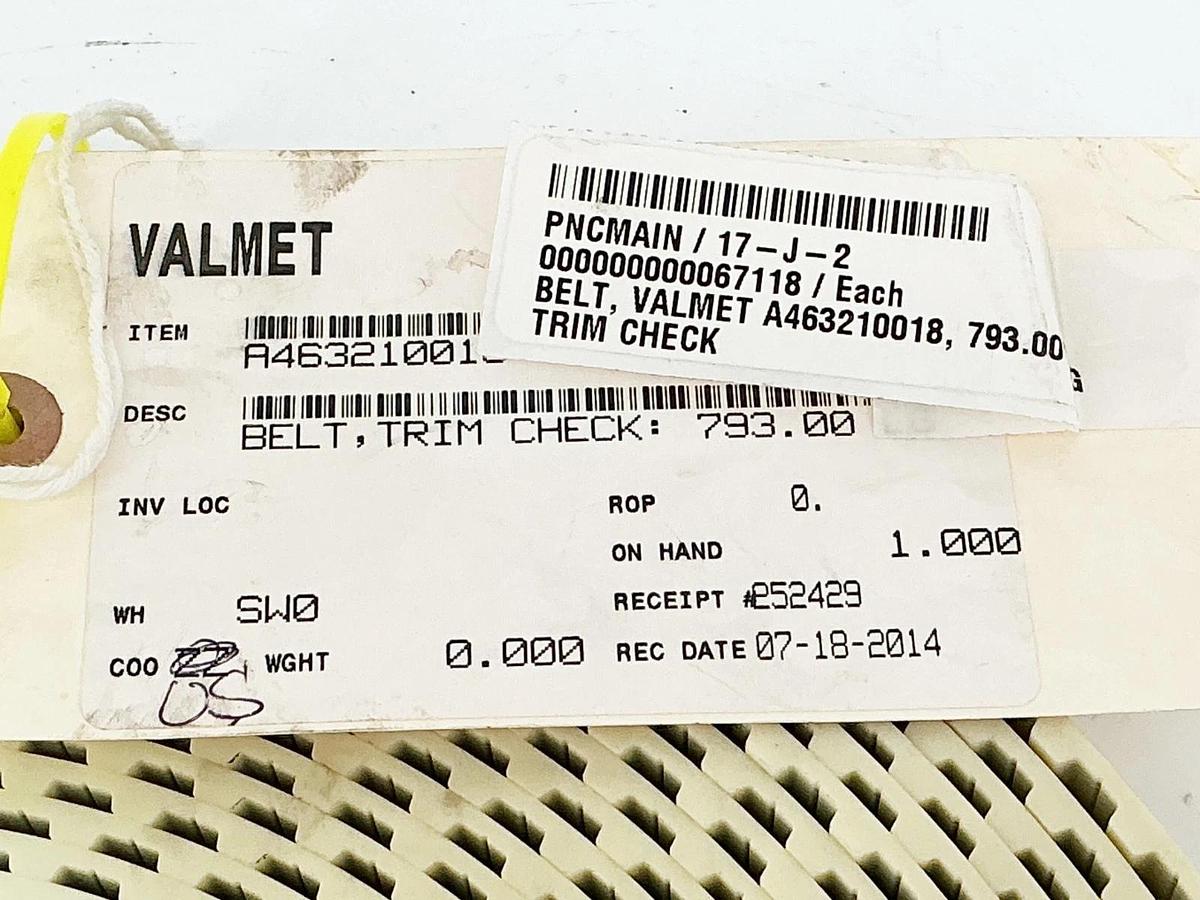 New Valmet A463210018 Trim Check Belt 67' Length - No Box