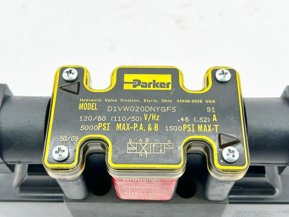 New Parker D1VW020DNYGF5-91 Hydraulic Solenoid Valve 120V .52A 5000PSI - No Box