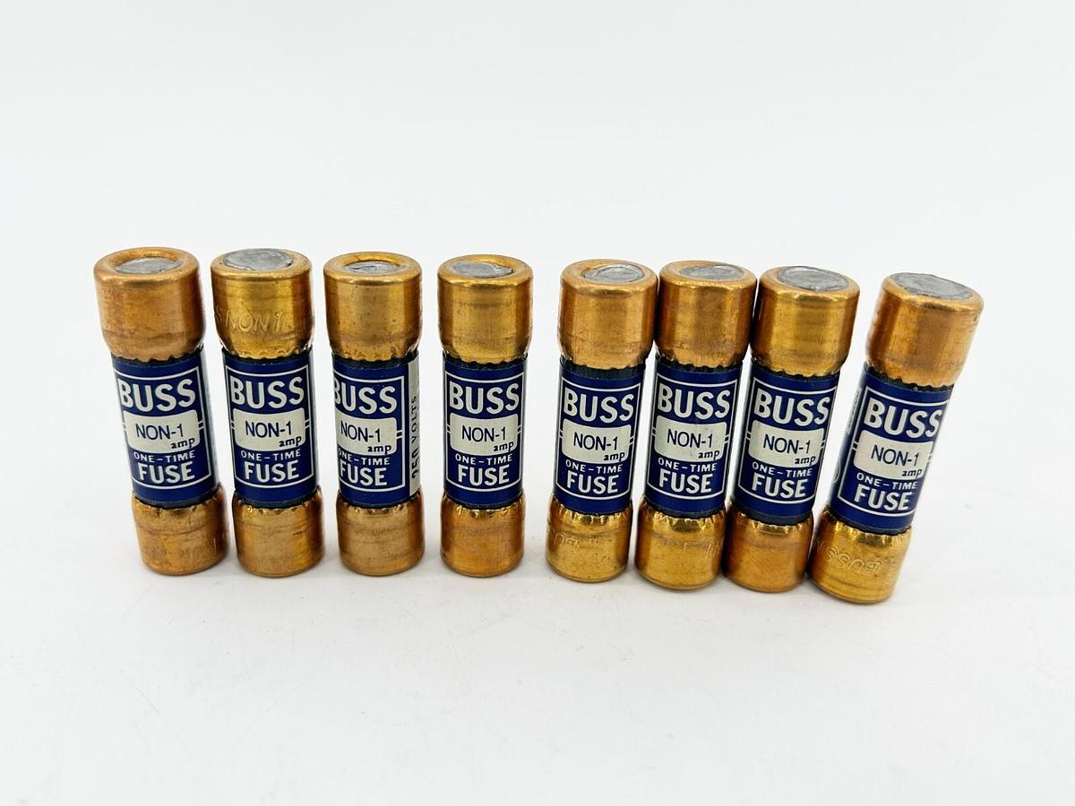 New Lot of 8 Bussmann NON-1 One Time Fuse 1A 250V