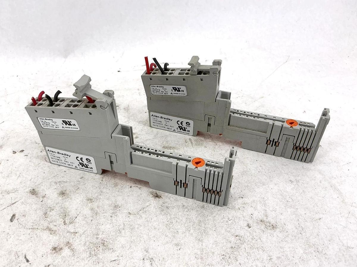 Used Lot of 2 Allen Bradley 1734-MB Ser A Point I/O Mounting Base w/ 1734-RTB Ser A