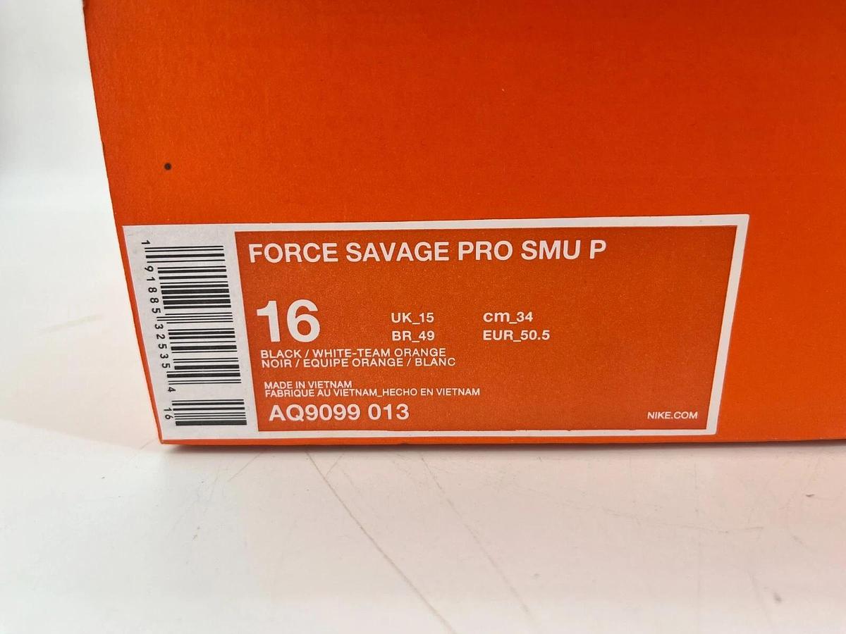 Nike Force Savage Pro SMU P Black/White/Orange Size 16 OSU Beavers Cleats