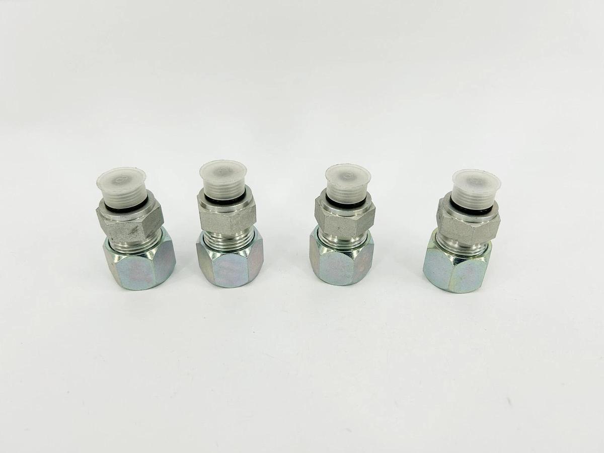 Lot of 4 New Y-FL-6400-12-08-O Adapters, Male Flareless to Male ORing Straight