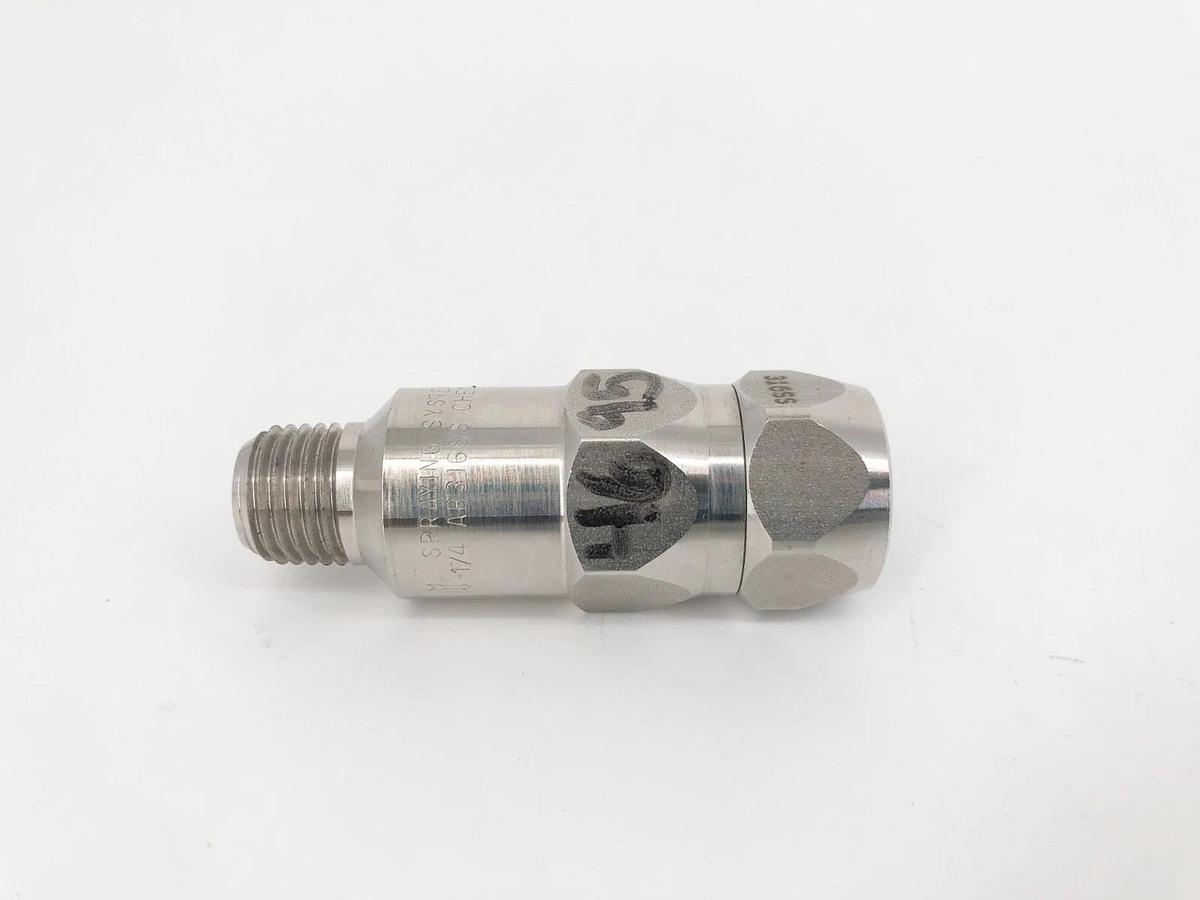 Lot of 2 New Spraying Systems 1/4AB-316SS Check Valves 1/4" - No Box