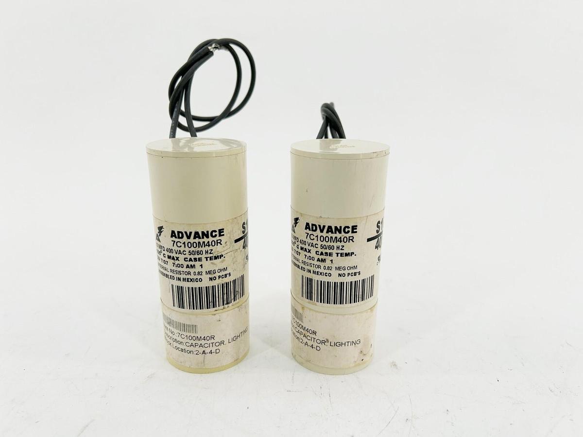 New Lot of 2 Advance 7C100M40R Capacitor Dry 10MFD 400V 50/60Hz