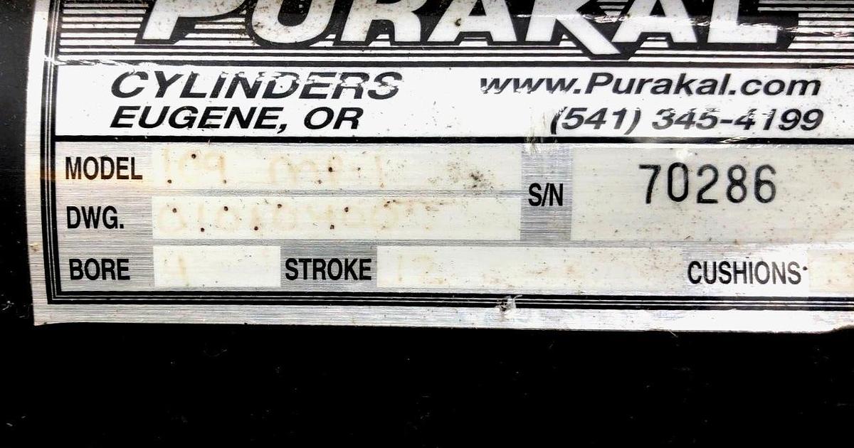 Used Purakal 109 MP-1 Hydraulic Cylinder 4" Bore 12" Stroke