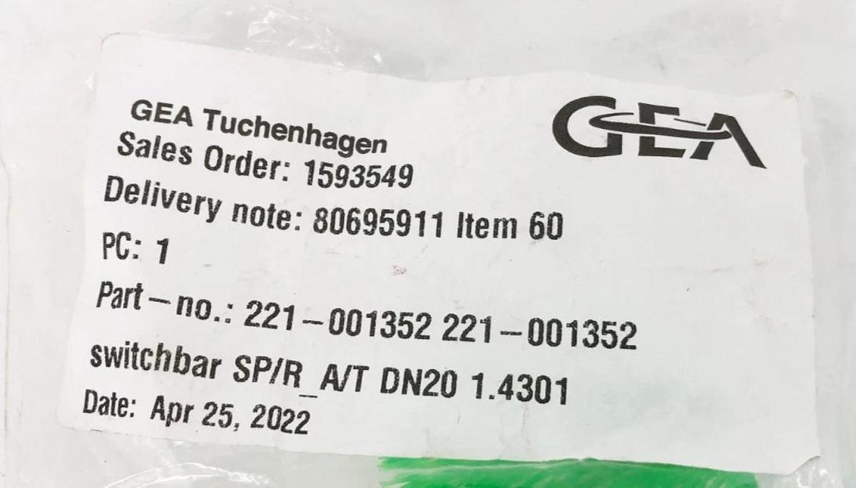 New GEA Tuchenhagen 221-001352 Switchbar DN20