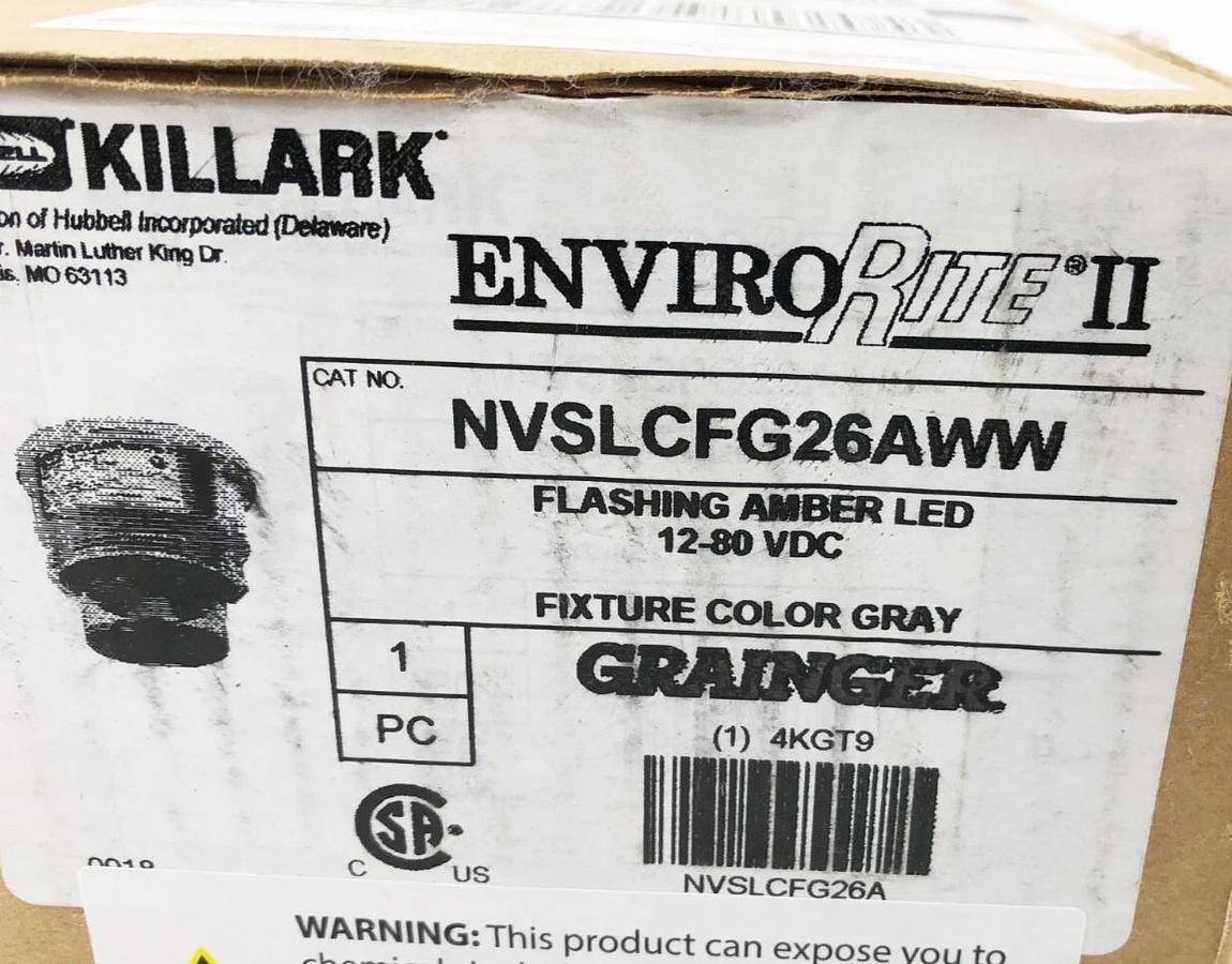 New Hubbell Killark NVSLCFG26AWW Flashing Amber LED Light 12-80VDC Gray Fixture