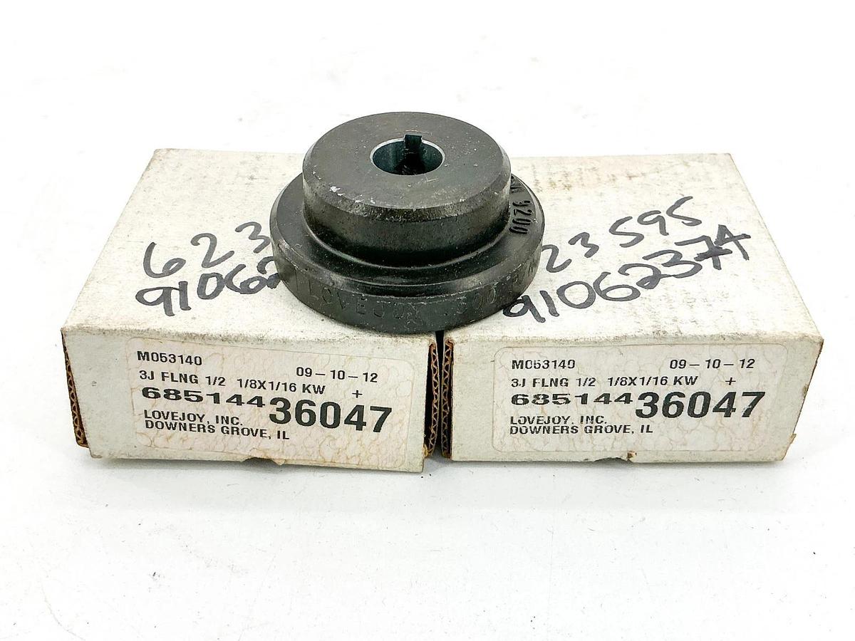 New Lot of 2 Lovejoy 3J-FLNG-1/2-1/8X1/16 Coupling Flange 685144-36047