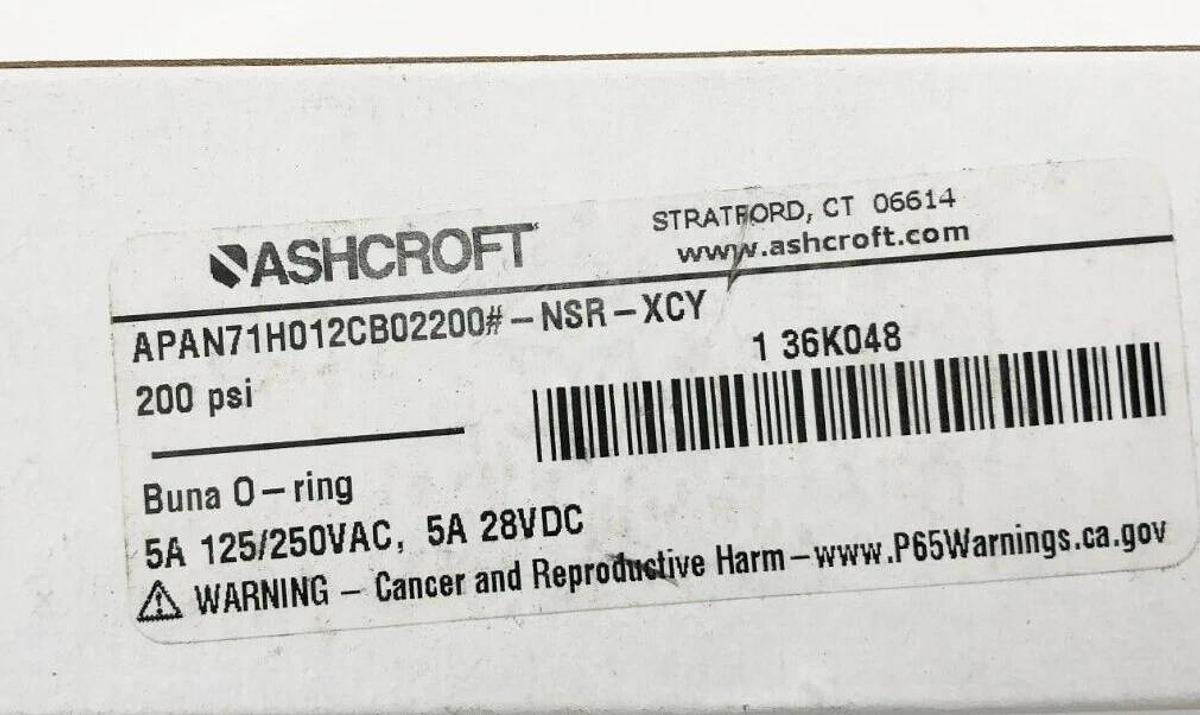 New Ashcroft APAN71H012CB02200#-NSR-XCY Pressure Switch 2000psi 125/250VAC 28VDC