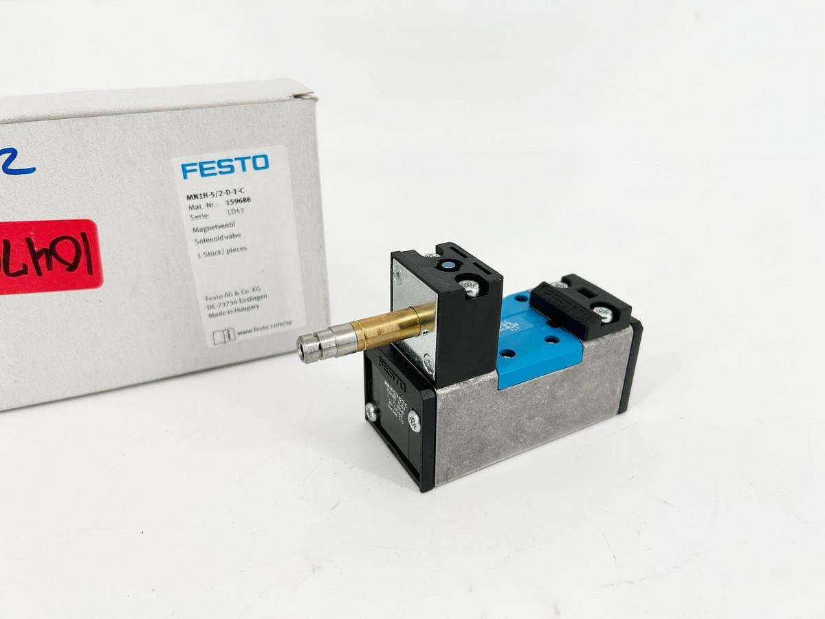 New Festo MN1H-5/2-D-1-C Solenoid Valve 24VDC 145psi 159688
