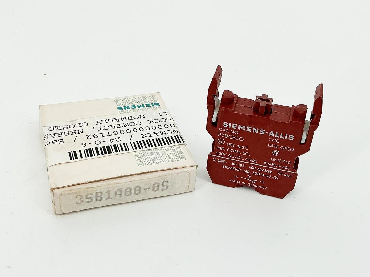 New Siemens 3SB1400-0S Contact Block 600V 1NC P30CBLO