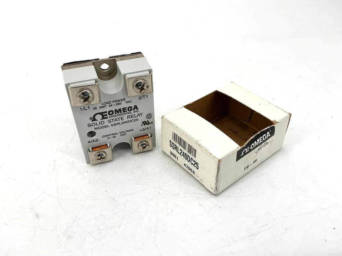 New Omega SSRL240DC25 Solid State Relay 25A 24-280VAC