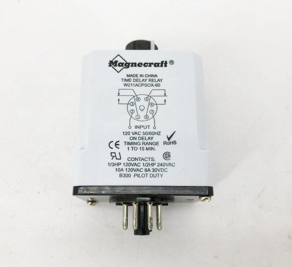 New Magnecraft W211ACPSOX-60 Time Delay Relay 120VAC 1-15min.