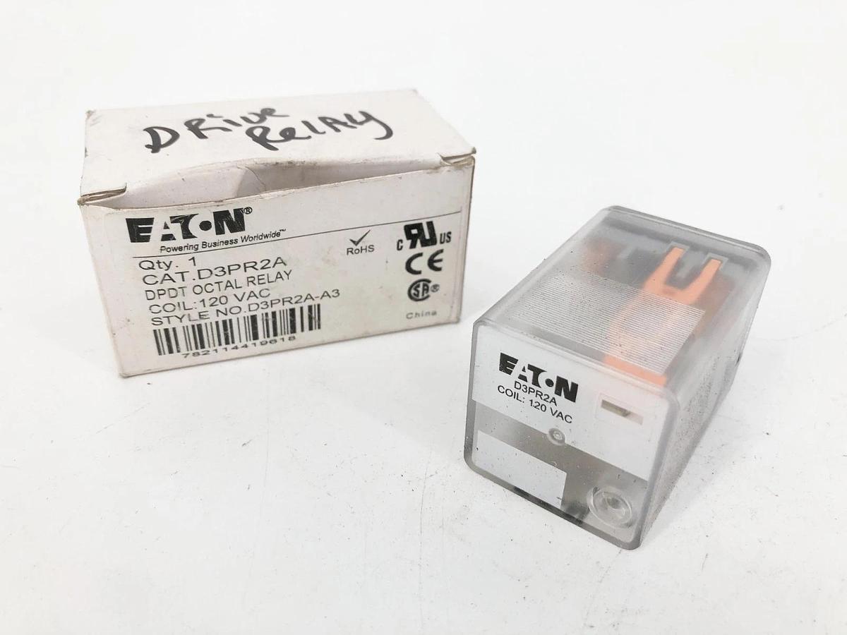 New Eaton D3PR2A Octal Relay DPDT 120VAC D3PR2A-A3