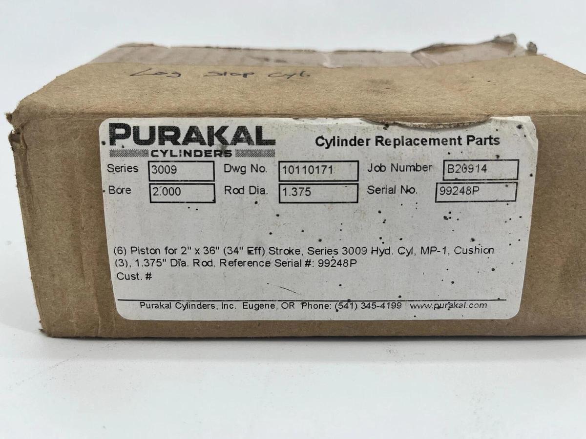 Box of 6 Purakal Pistons for 3009 Hydraulic Cylinder 2"B x 36"S 1.375" Rod Dia.