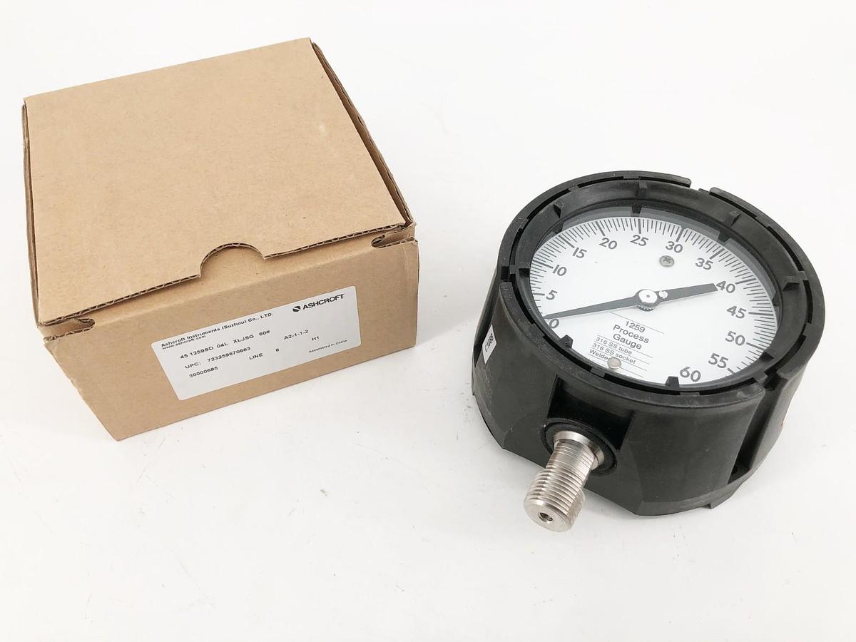 New Ashcroft 45-1259SD-04L-XLJSG-60# Gauge 4-1/2" 60psi 1/2" LM