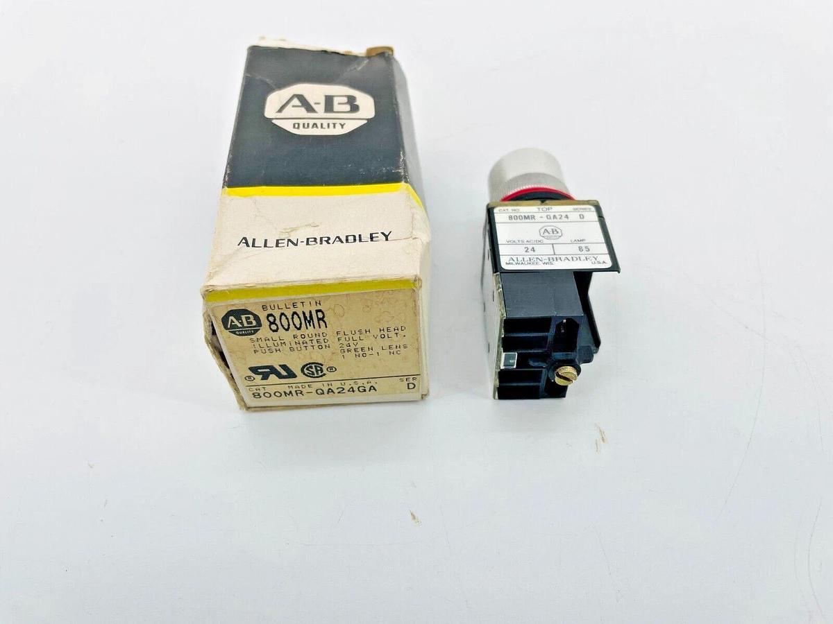 New Allen Bradley 800MR-QA24GA Illuminated Push Button Round 24V Green