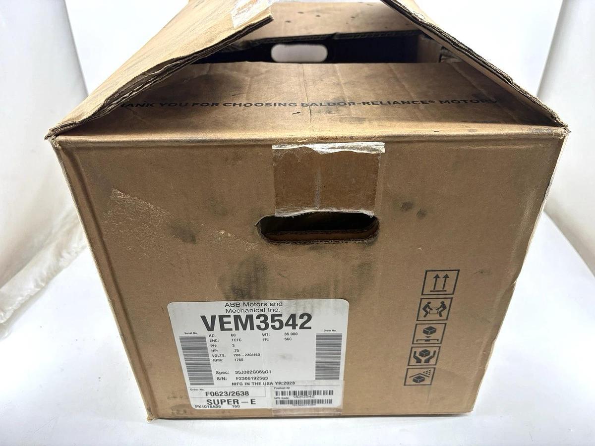 New Baldor VEM3542 3/4HP TEFC Motor 208-230/460V 60Hz 3ph 1800rpm 56C Frame