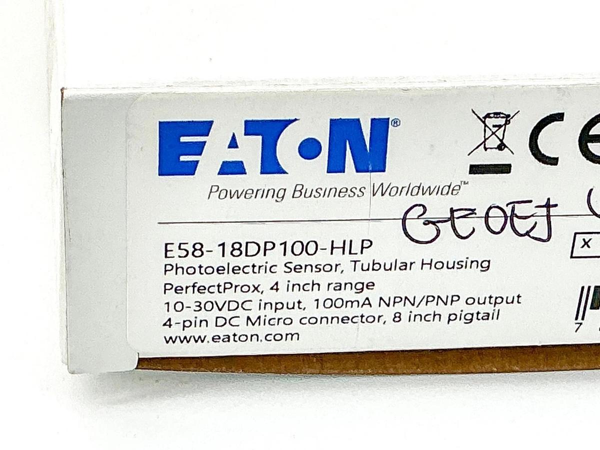 New Eaton E58-18DP100-HLP Photoelectric Sensor Tubular 10-30VDC 100mA