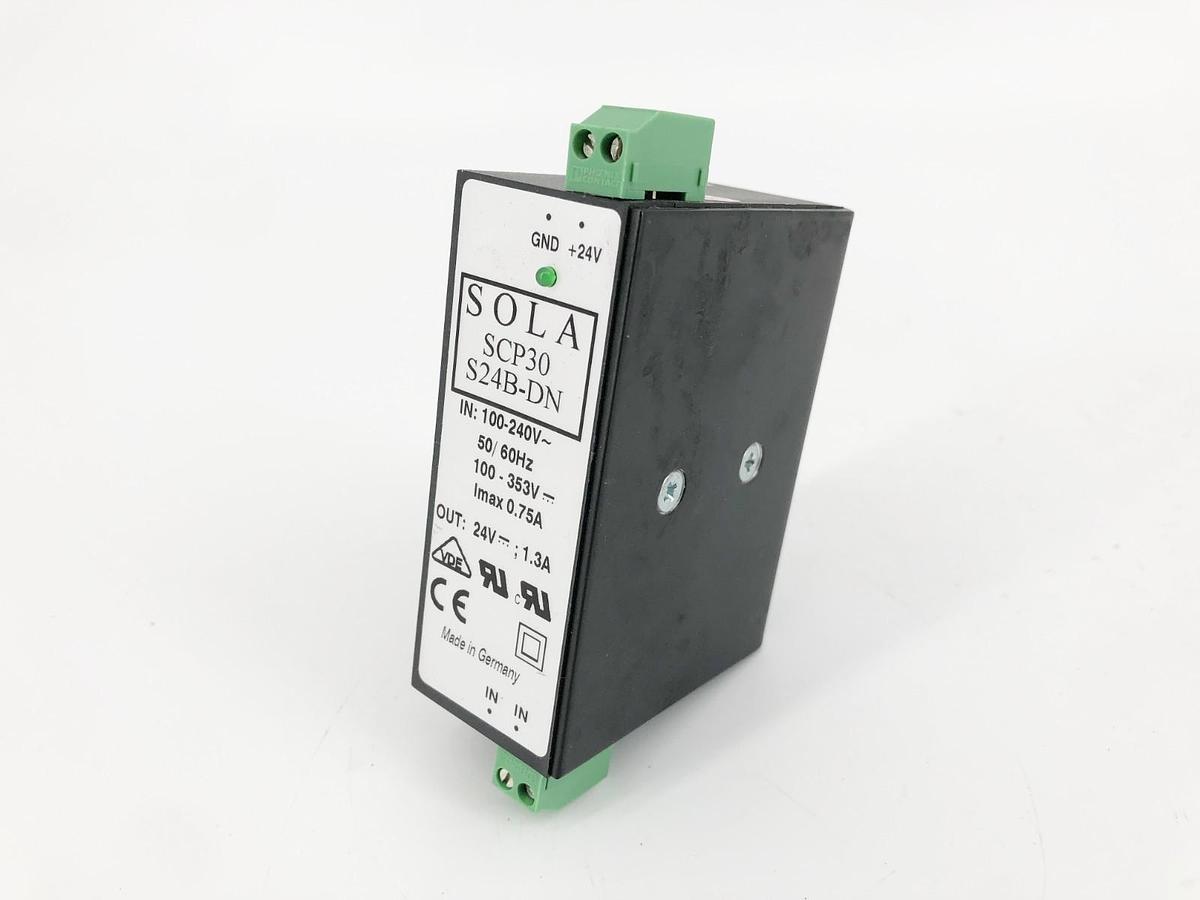 Used Sola SCP30 S24B-DN Power Supply In: 200-240V 0.75A Out: 24V 1.3A