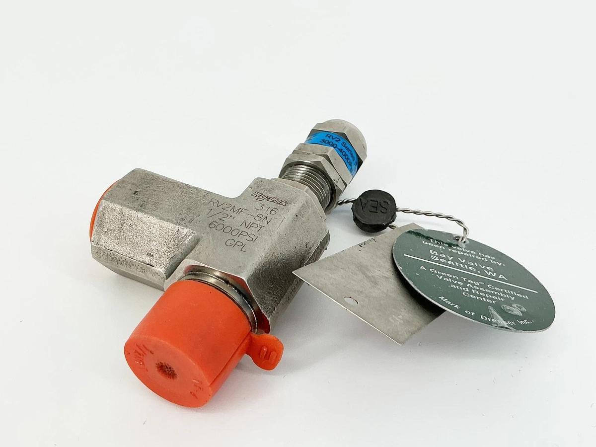 Refurbished Repaired HyLock RV2MF-8N Relief Valve 3500PSI Set Pressure 1/2" NPT 316SS