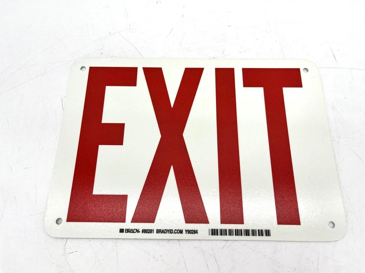 New Brady 80281 Glow-in-the-Dark Exit Sign 7"x10" Laminated Polystyrene