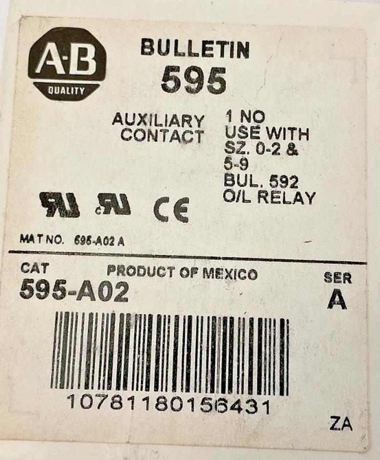 Lot of 5 New Allen Bradley 595-A02 Ser A Auxiliary Contact 1 NO