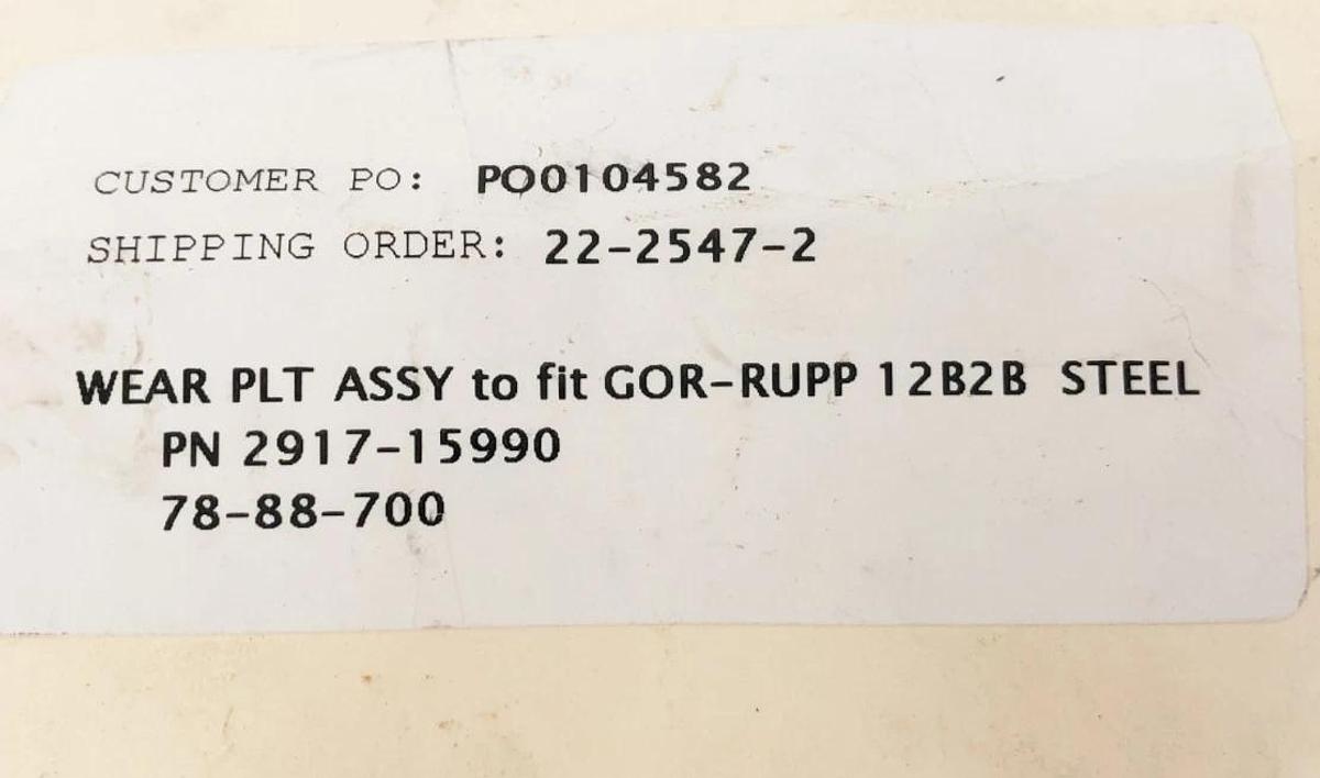 New Gorman-Rupp 2917-15990 Wear Plate for 12B2B - No Box