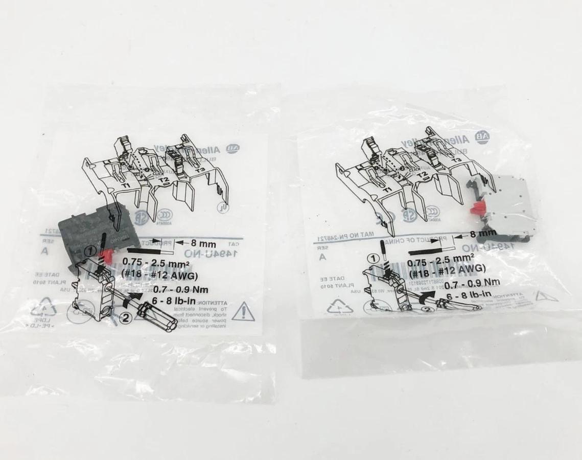 Lot of 2 New Allen Bradley 1494U-NO Ser. A Auxiliary Contacts 1N.O. 10A
