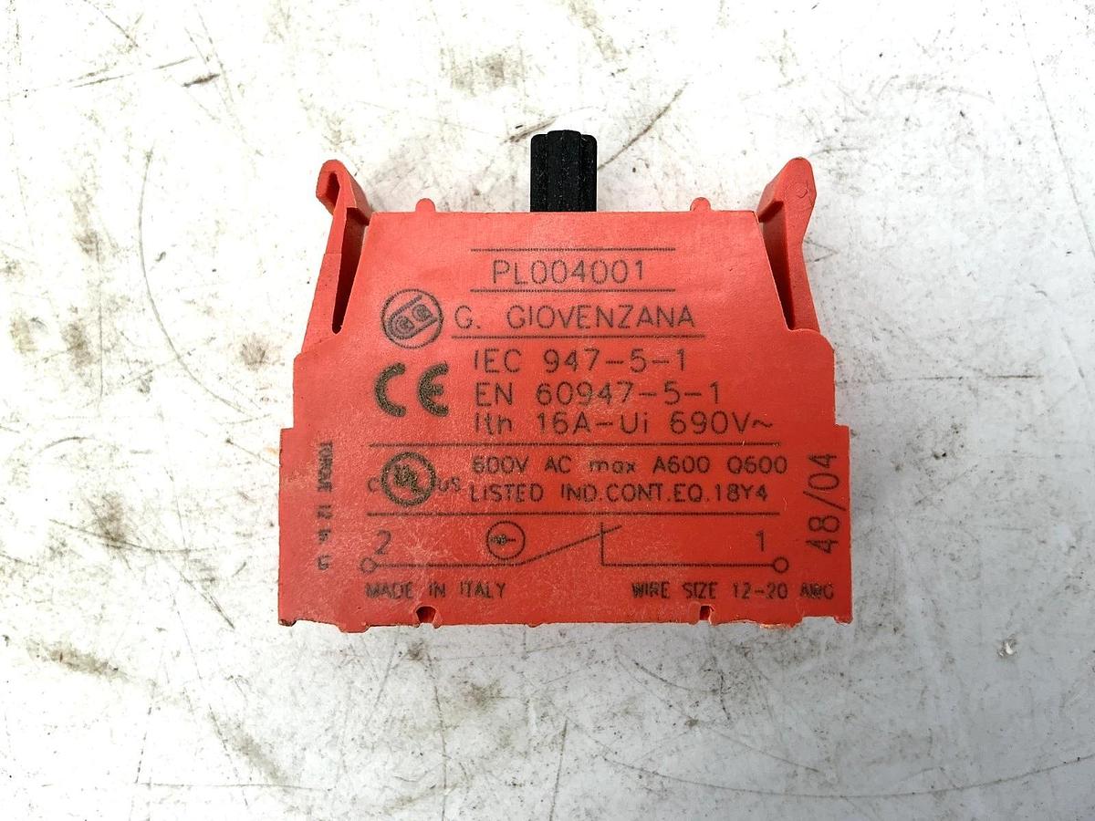 Lot of 2 New Giovanzana PL004001 Contact Block 600VAC